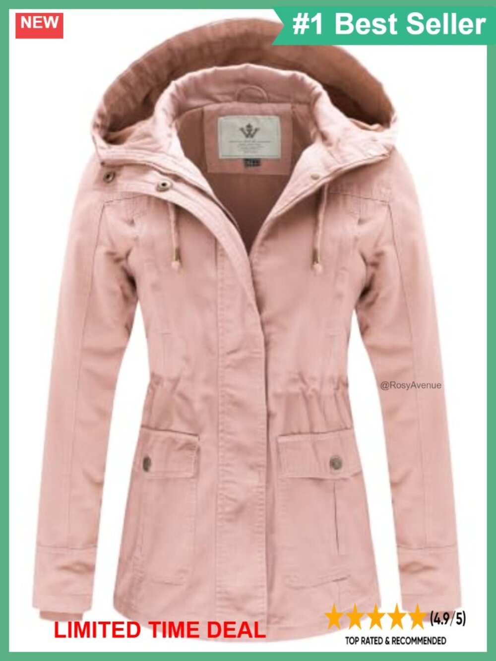 WenVen Women's Cotton Anorak Military Utility Jacket Lightweight Casual
